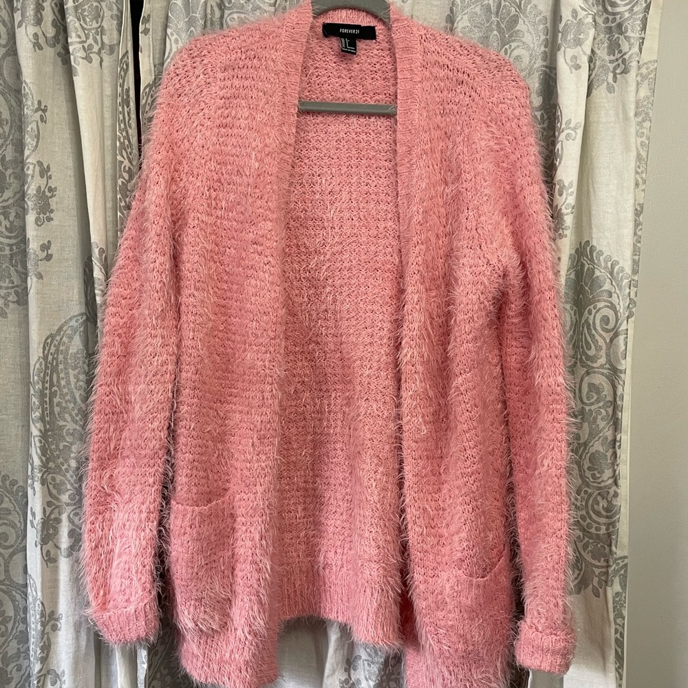 Fuzzy Open Long Cardigan